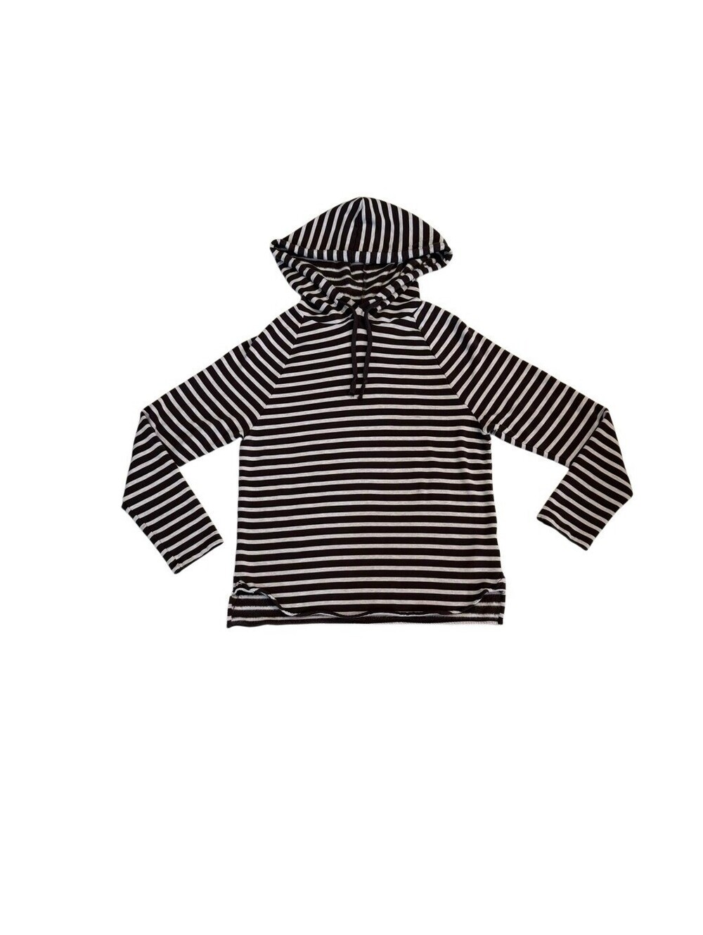 Majestic Filatures Women’s Size 2 Brown White Stripe Fleece Hoodie Pullover